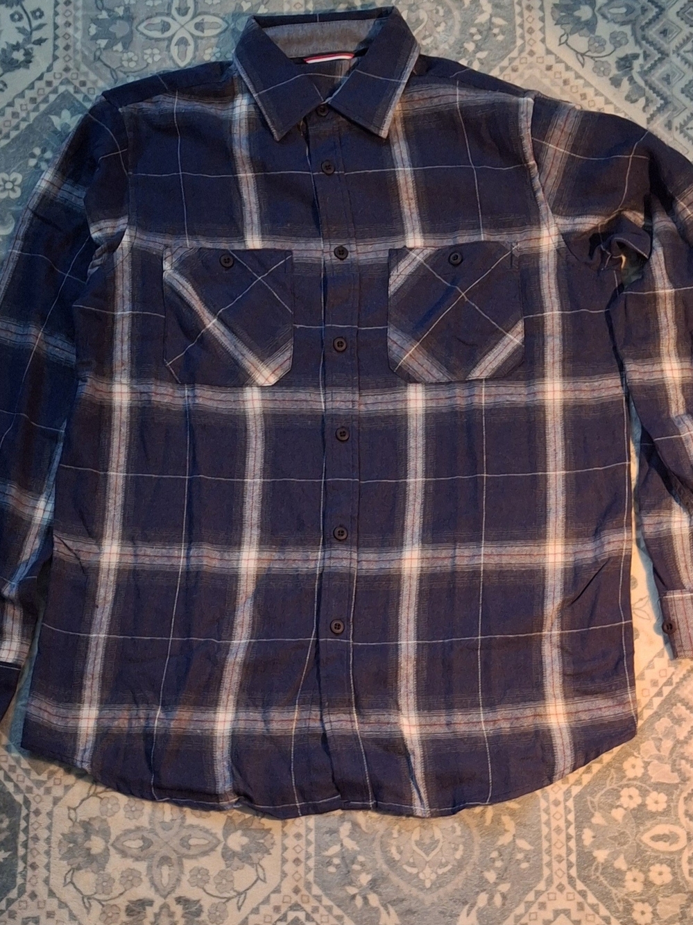 Men's Blue Plaid Button-Up Shirt